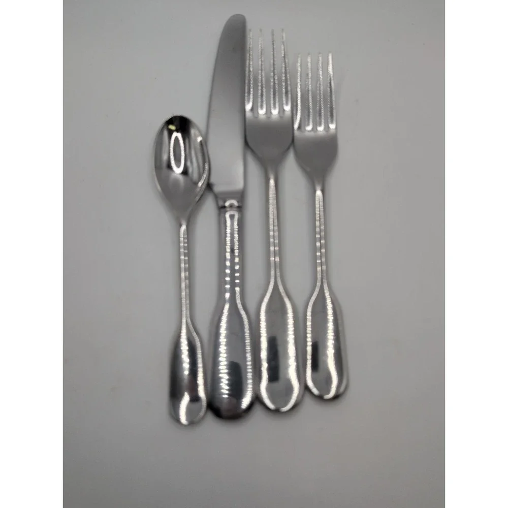 4pc Studio William Fiddle Stainless Flatware Knife Dinner Salad Fork Tea Spoon